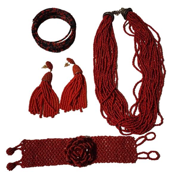 Reed Seed Bead Jewelry Lot Bracelets, Earrings & Necklace including Sugarfix - Picture 1 of 10